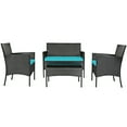 thumbnail image 4 of Patiojoy 4-Piece Rattan Patio Conversation Set Cushioned Sofa with Coffee Table Turquoise, 4 of 7