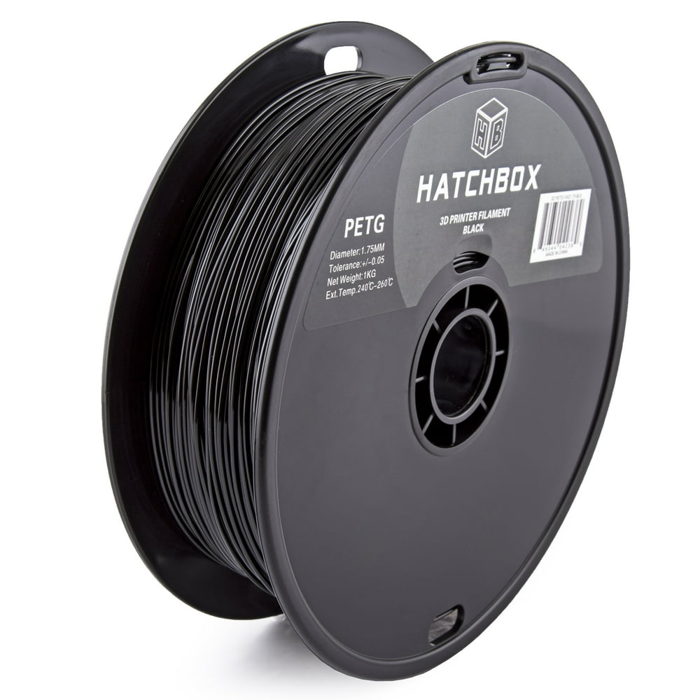 HATCHBOX 3D PETG1KG1.75BLK PETG 3D Printer Filament, Dimensional Accuracy +/ 0.05 mm, 1 kg