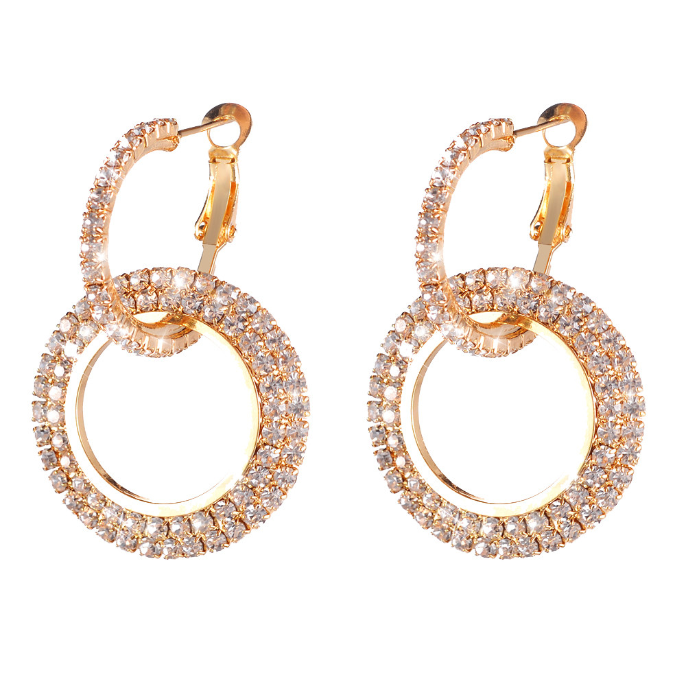 Kayannuo Gifts For Women Back to School Clearance New Fashion Luxury Round Diamond Earrings Women Silver Gold Rosegold Glitter Stu Christmas Gifts - image 3 of 3