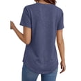thumbnail image 4 of MOSHU Deep V Neck Womens Tops Curved Hem Shirts for Women Fashion Trendy Blouses Casual Loose Fit Tees Tops, 4 of 9