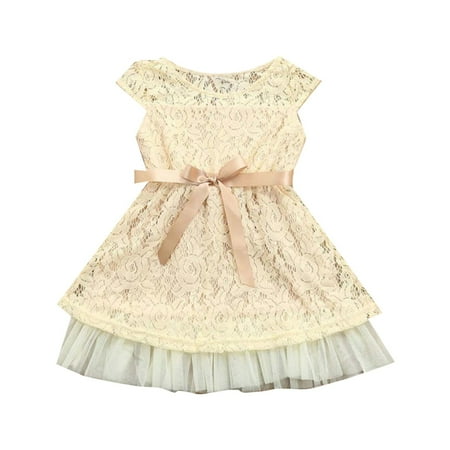 

Ketyyh-chn99 Toddler Girl Dresses 2024 Flower Dress Girl Lovely Dress Sleeveless Sundress Beige 5-6 Years