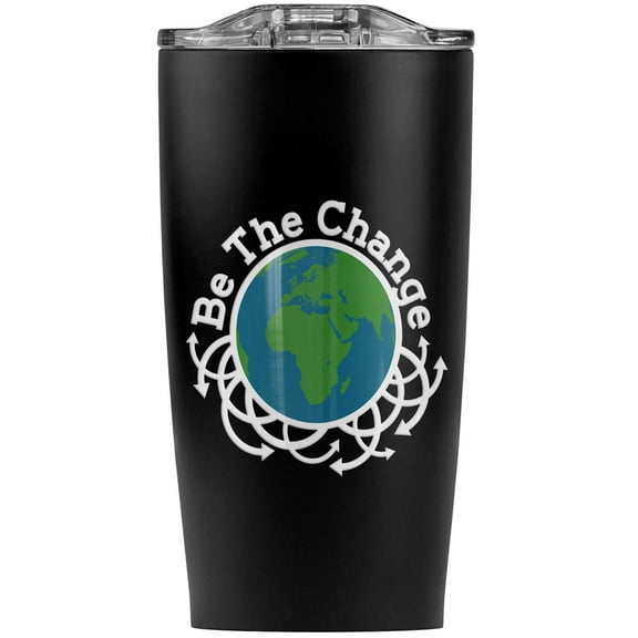 Be The Change Earth Inspirational Stainless Steel 20 oz Travel Tumbler, Vacuum Insulated & Double Wall with Leakproof Sliding Lid | Great for Coffee/Hot Drinks and Cold Beverages