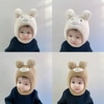 thumbnail image 3 of Pom Pom Cap 0-2T Kids Hat Cute Bear Knitted Bonnet Winter Essential Trendy Headgear Beanie Cap for Baby Boys and Girls, 3 of 15