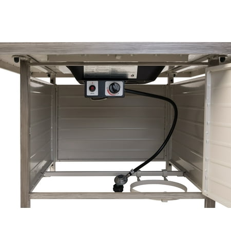 Fire Sense - Langhorne Square Aluminum LPG Fire Pit - Barnwood
