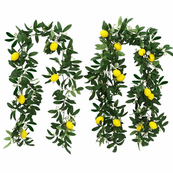Safeglitz 5.8-Foot Simulation Rattan Greenery Vine with Lemons Flowers - Wall Hanging Table Runners Cafe Wedding Decor Maintenance-Free