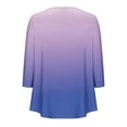 thumbnail image 3 of RXIRUCGD T-shirt Imprimé Décontracté d'Été pour Femmes Manches Trois-Quarts Col Rond Froncé Blouse, Violet, Taille : TG, 3 of 4