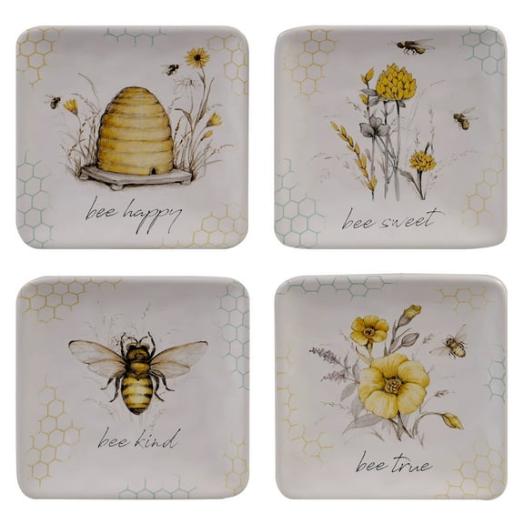 Bee Sweet Set/4 Canape Plates, asst.