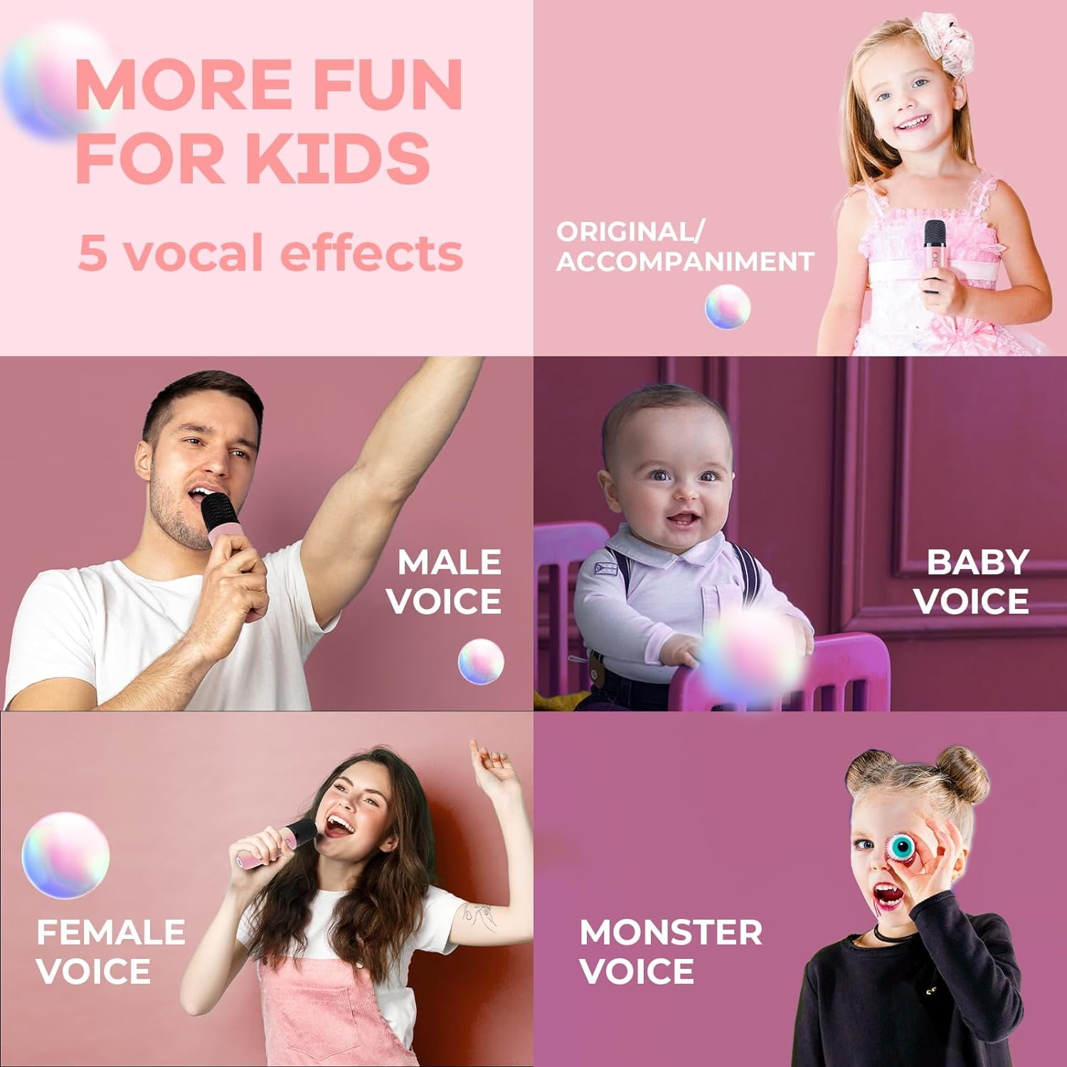 AmzDoer Mini Karaoke Machine for Kids Adults, Portable Bluetooth Speaker with 2 Wireless Microphones, TOP Birthday Gifts Toys for Girls Ages 3-12+ Years Old Toddler