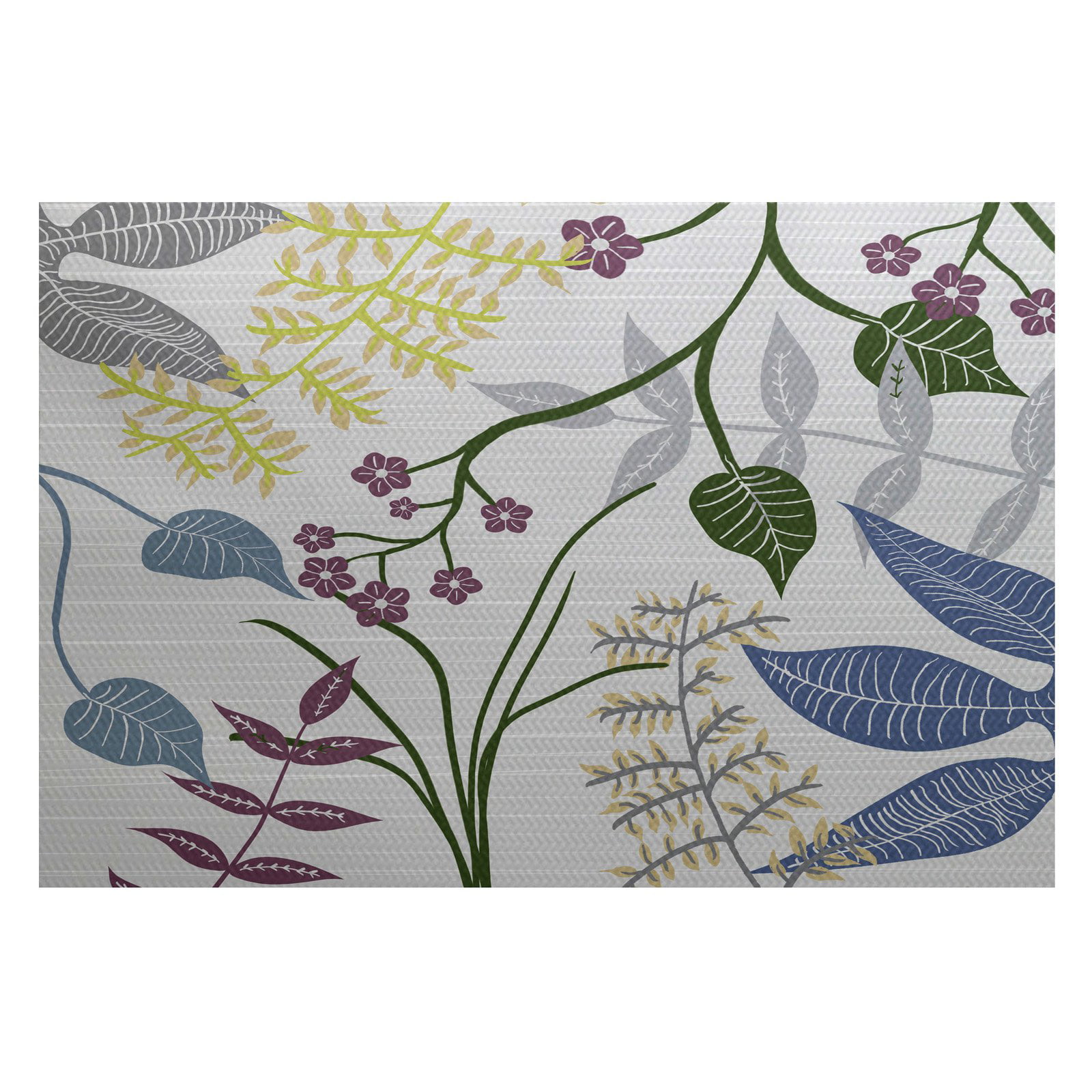E by design RFN433BL15-23 Lavender Floral Print Indoor/Outdoor Rug Blue 2 x 3