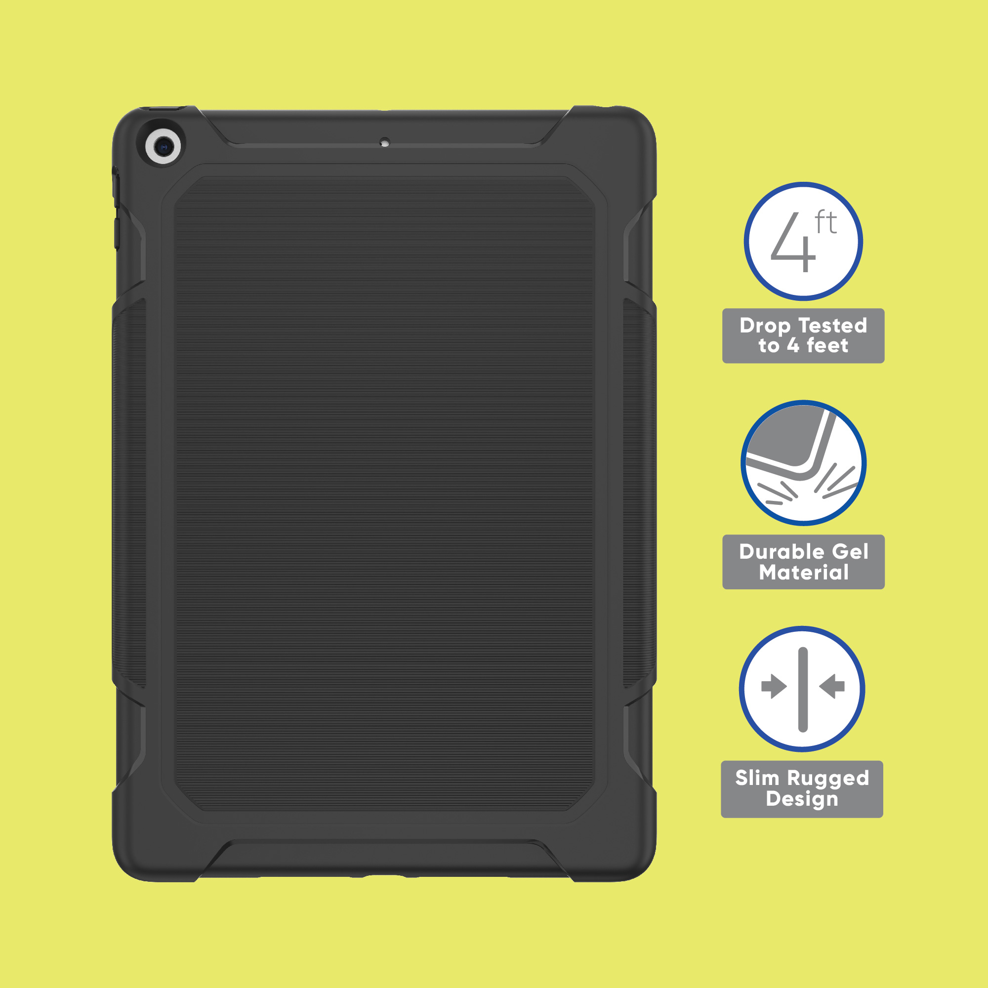 onn. Slim Rugged Gel Case For iPad 10.2" (2020)