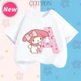 thumbnail image 2 of Camiseta de manga corta para niños con letras de la A a la Z de My Melody Anime, camiseta de algodón de verano para niños de Sanrio, regalo de cumpleaños kawaii suave con forma de corazón para niñas, 2 of 5