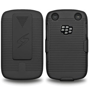 Blackberry Curve Belt Clip - Premium Rubberized Shell Holster Combo Slim Shell Case + Swivel Belt Clip Holster for BlackBerry Curve 9315, BlackBerry Curve 9310, BlackBerry Curve 9320, BlackBerry Curve 9220 - Black