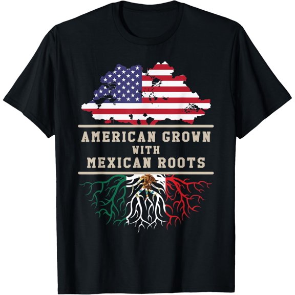 American Grown With Mexican Roots Patriotic Mexican T-Shirt