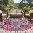 thumbnail image 4 of Vintage Middle Century Round Area Rug 8Ft Washable Large Circle Rugs for Living Room Dorm, Abstract Bohemia Style Aztec Pink Non-Slip Carpet Floor Mats Indoor Outdoor Carpet Runner Home Decor, 4 of 8