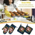thumbnail image 5 of Cauagu Summer Birds and Flowers Print Oven Mitts and Pot Holders 4 pcs Set,Extra Thicken Long Kitchen Oven Glove Potholders BBQ Gloves-Oven Mitts and Pot Holders(11 Inch), 5 of 6