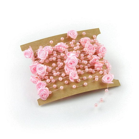 Decodeary Rose Pearl Beads Line Lace Trim Sewing Trim Garment DIY Wedding Dress Decoration