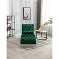 thumbnail image 3 of Tufted Velvet Chaise Lounge, Leisure Upholstered Sofa Couch with Acrylic Feet and Lumbar Pillow, Modern Upholstered Couch with Tufted Button for Living Room, Bedroom and Reading Room, Emerald, 3 of 9