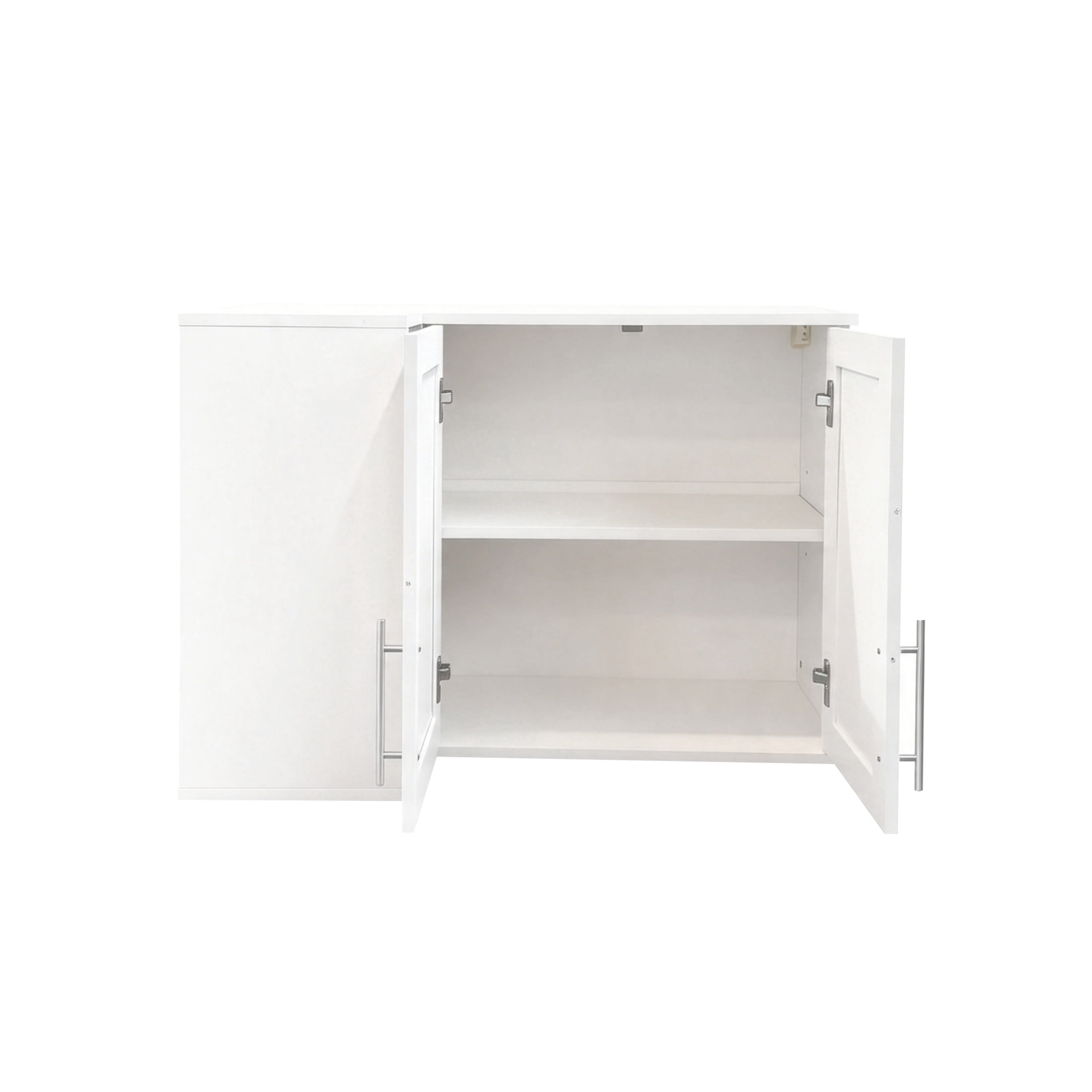 Noble House L-Shape Wall Mounted Kitchen Sideboard Cabinet with 2 Doors & 3 Tier Shelves, Hanging Storage Buffet, White