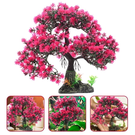 PBPBOX 1Set Bonsai Tree for Fish Tank Red Plastic Aquarium Ornaments Fish Tank Decoration Home Decor Fish Lovers