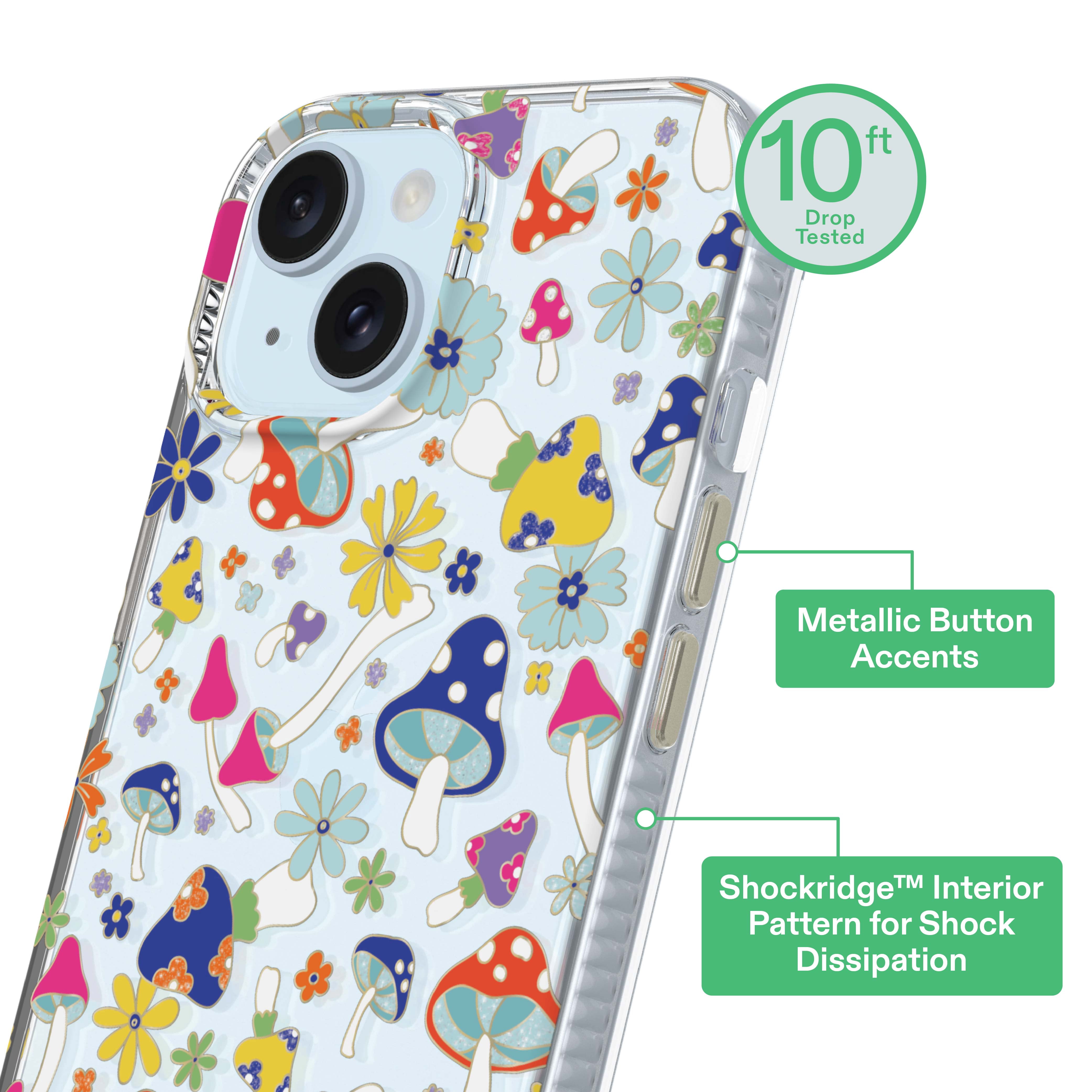 onn Phone Case for iPhone 17e / iPhone 16e / iPhone 15 / iPhone 14 / iPhone 13 - Multicolor Mushroom