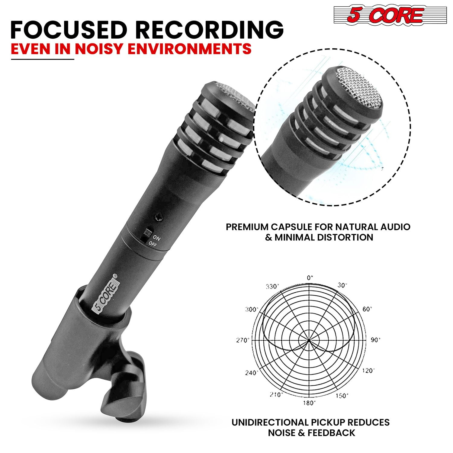 Professional Instrument Microphone Pencil Mic Condenser Cardioid Unidirectional Stick Microfono with Windscreen Mic Clip & Case ,GREY