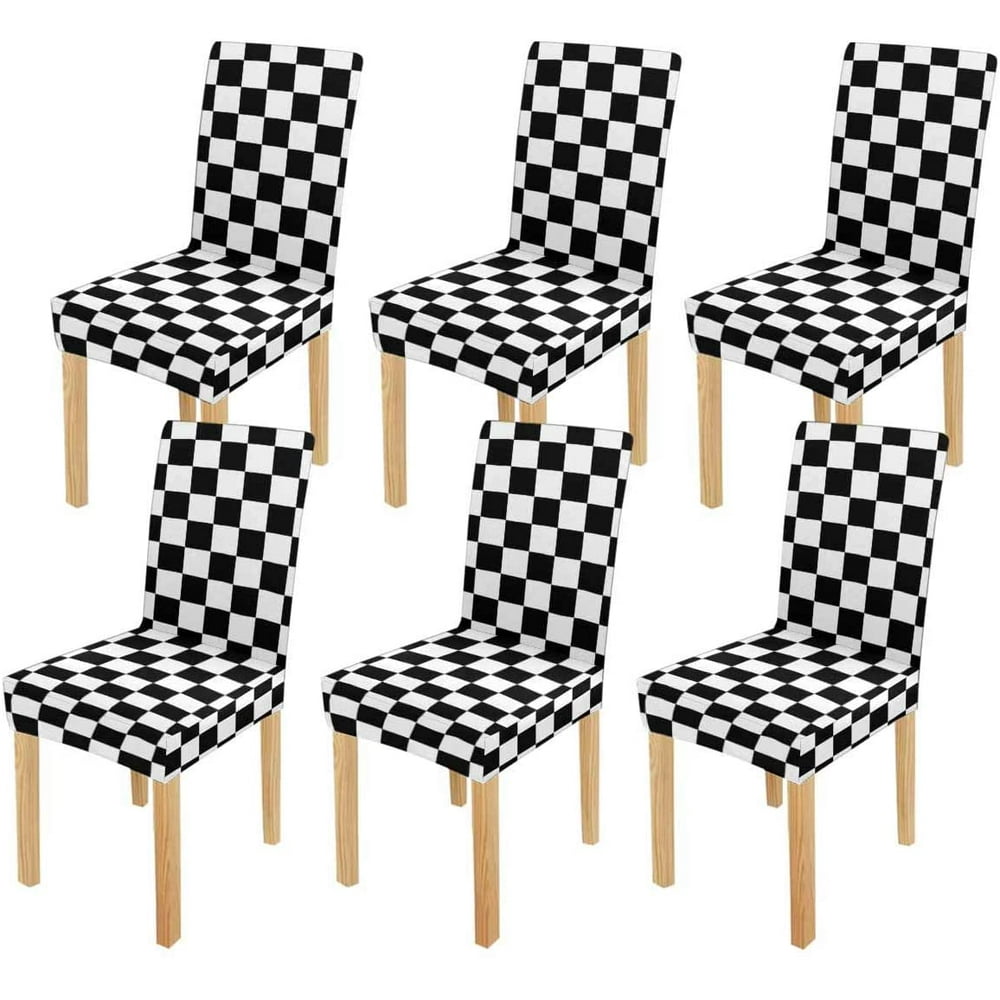 KXMDXA Black and White Checkered Abstract Pattern Stretch Chair Cover