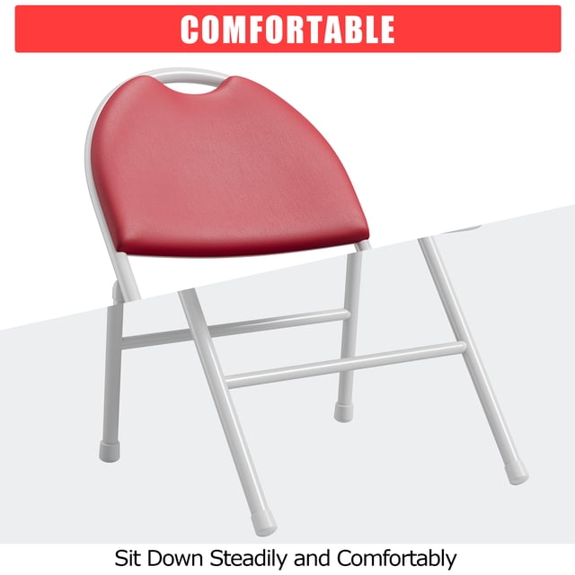 Kojooin Folding Chairs with Padded PU Leather Cushion, Metal Frame Stackable Seating for Home, Office, Party or Wedding