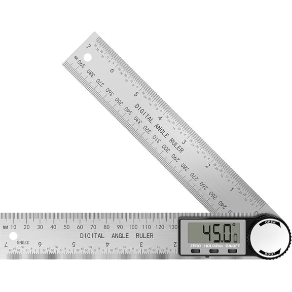 Digital Angle Finder Protractor, Digital Protractor 7inch/200mm Stainless Steel Angle Measuring Tool with LCD Display for Carpenter/Woodworking ( Included)