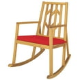 thumbnail image 2 of Costway Patio Rocking Chair Acacia Wood Armrest Cushioned Sofa Garden Deck Red, 2 of 9