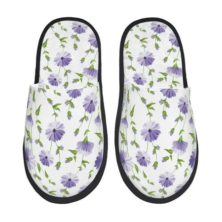 Balery Purple Chicory Slient Indoor Furry Fleece Comfort House Shoes Soft Non-Slip Home Shoes Cotton slippers House Slippers-- Medium