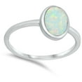 thumbnail image 4 of CHOOSE YOUR COLOR White Simulated Opal Oval Solitaire Ring .925 Sterling Silver Band CZ Female Size 10, 4 of 4