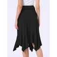 thumbnail image 3 of DARING DIVA Women's Ruffled Midi Flowy A-Line Handkerchief Hem Skirt X-Small Black, 3 of 6