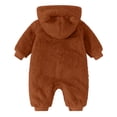 thumbnail image 5 of KPOPLK Baby Bear Ear Hooded Romper 0 3 6 9 12 18 Months Fuzzy Fleece Onesie Jumpsuit for Infant Toddler Winter Warm Outfit(Brown,0-3 Months), 5 of 5