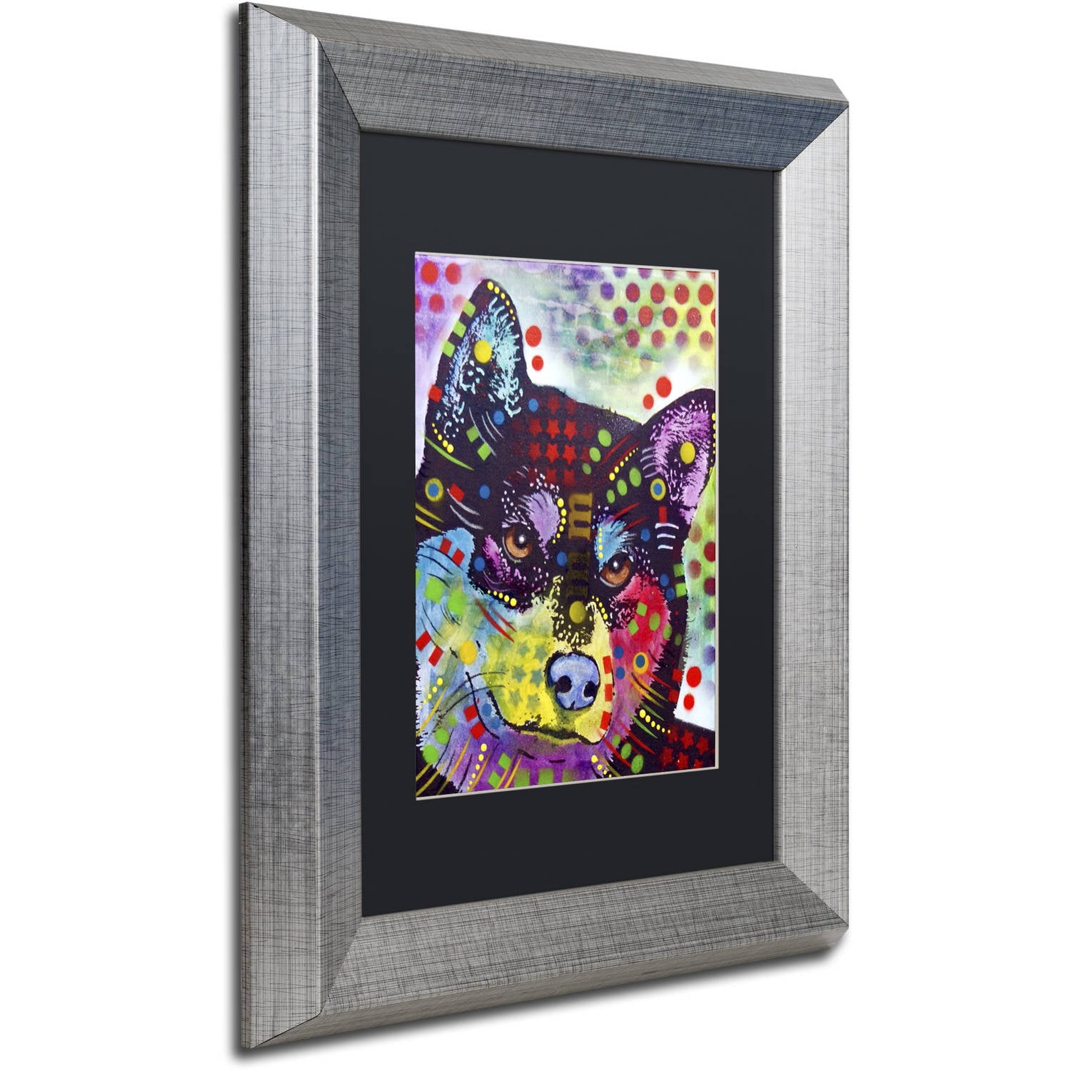 Trademark Fine Art "Shiba Inu" Canvas Art by Dean Russo, Black Matte, Silver Frame
