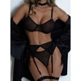 thumbnail image 4 of Ropa interior de tentación con perspectiva delgada y sexy europea y americana, malla cómoda, adelgazante, fruncida con anillo de acero, lencería de cuatro piezas, 4 of 6