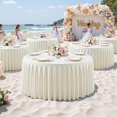 thumbnail image 4 of 2 Pack Ivory Round Tablecloth 60 inch Stretch Spandex Fitted Table Cloth 5FT Round Banquet Tablecloths Wrinkle Free Table Cover Stitch Circle Tablecloth with Ruffle Skirt for Party Wedding Birthday, 4 of 18