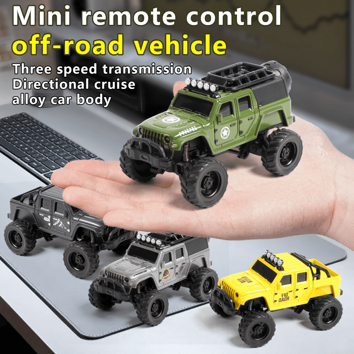 Alloy Remote Control Truck for Kids, 1:64 Mini RC Car with Wooden Bridge for Boys Girls Off-Road Vehicle Racing & Birthday Gifts(Grey)