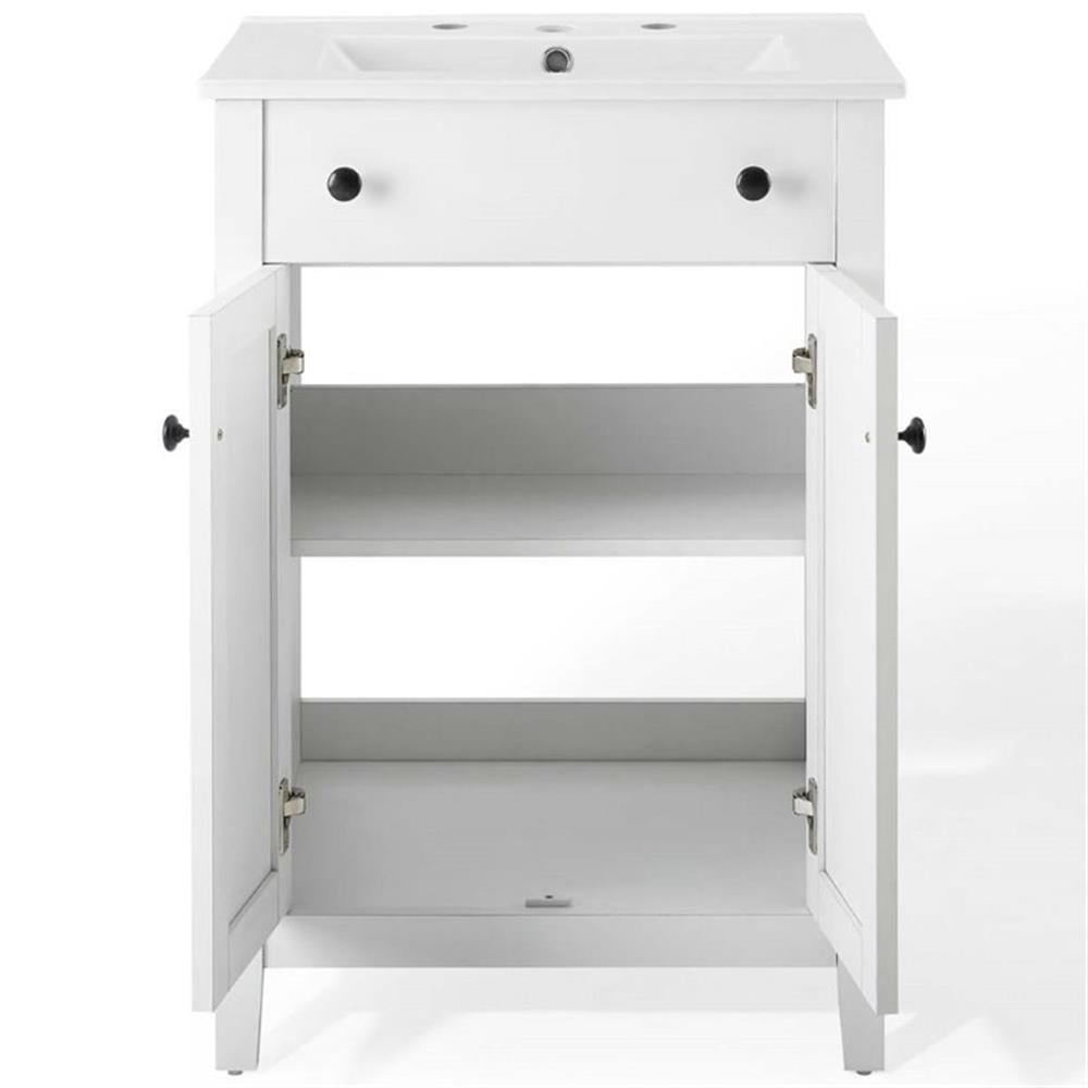 Modway Nantucket 24" Modern Wooden Bathroom Vanity in White Finish