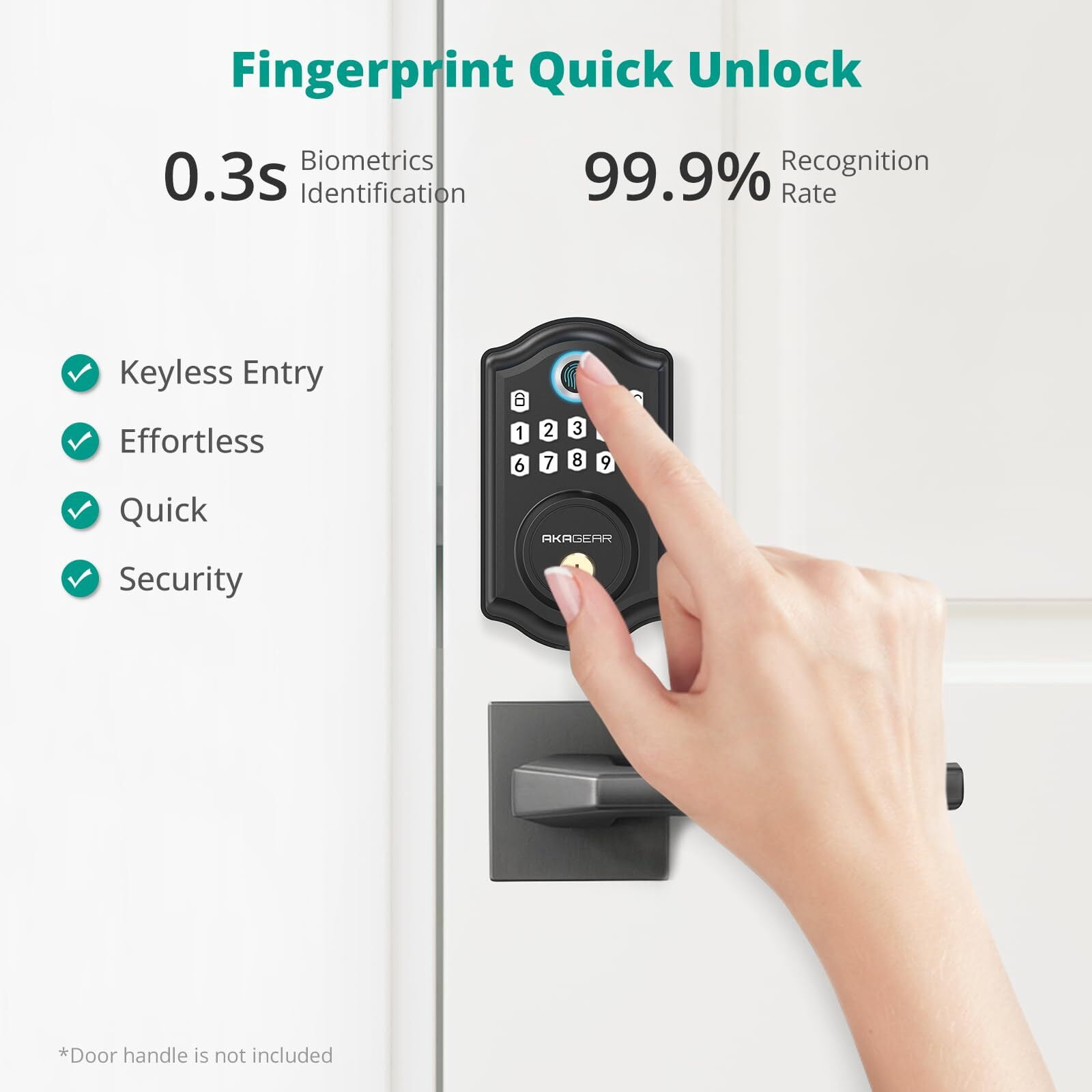 Fingerprint Door Lock, Keyless Entry Door Lock with APP Control, Security Smart Locks for Front Door, Electronic Deadbolt Lock, Auto Lock, Easy Installation, Black