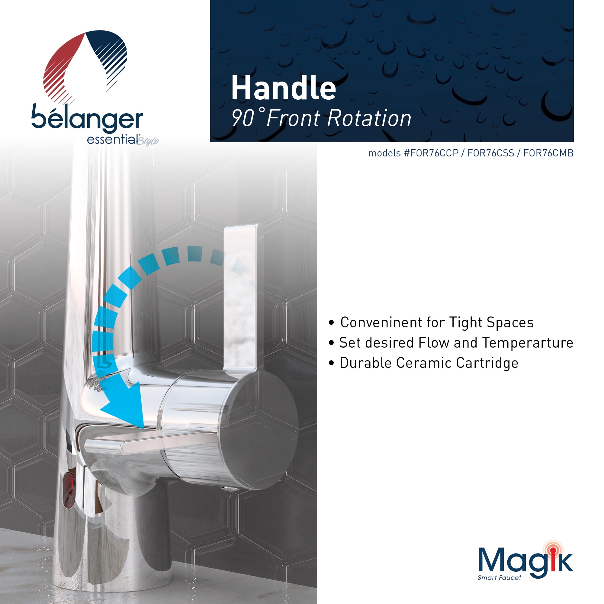 Belanger FOR76CMB Touchless Single Handle Pull-Down Kitchen Faucet with Magik Technology, Matte Black