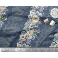 thumbnail image 2 of Soimoi Blue Rayon Fabric Grandiflora Roses Floral Print Fabric by The Yard 58 Inch Wide, 2 of 3