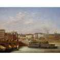 thumbnail image 2 of Paul Mallard 14x12 Gold Ornate Wood Frame and Double Matted Museum Art Print Titled - The Pont-Neuf and the Quai De Conti (1830), 2 of 4