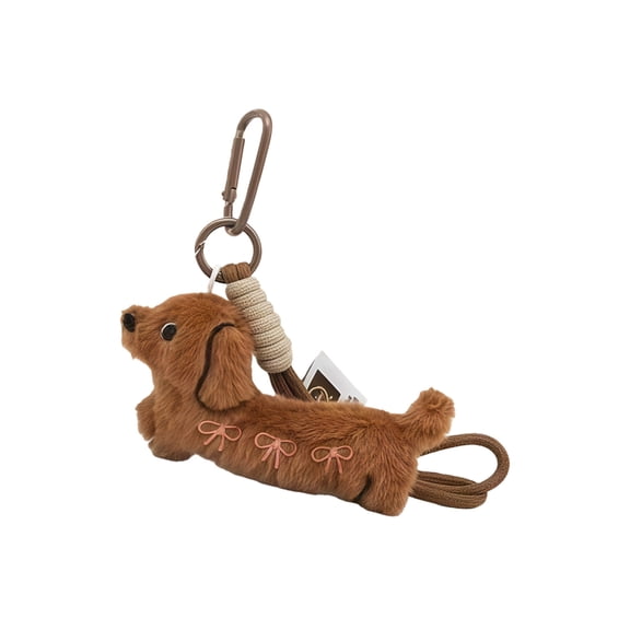 7829 Sweet Cartoon Dachshund Plush Bag Charm for Personalization SoftFur--Bag Pendant Ideal for Kids and Adults Practical