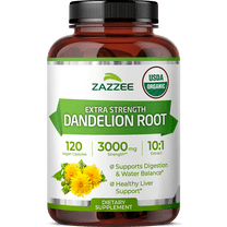 Zazzee USDA Organic Dandelion Root 10:1 Extract 3000 mg Strength – 120 Vegan Capsules – Certified Organic, Highly Concentrated Extract – Supports Liver & Digestive Health – Vegan • Non-GMO • Made in