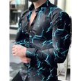 thumbnail image 1 of Camisas de primavera con estampado 3D de cuadros y flores para hombre, camisas de manga larga con solapa y botones, ropa informal ajustada a la moda, 1 of 6