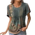thumbnail image 1 of Blouses à Manches Courtes pour Femmes, Blouses d'Été Décontractées à Imprimé, Col Rond, Manches Courtes, Blouses Amples, Blouses à Manches Courtes pour Femmes, 1 of 9