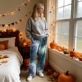 thumbnail image 4 of QWKLEAJ Halloween Pajama Pants Women Flannel Sleepwear Lounge Bottoms Fall Autumn Plaid Checkered Cozy Soft Warm Winter Nightwear Casual Home Wear Loose Fit Straight Leg Festive Holiday Gift, 4 of 6