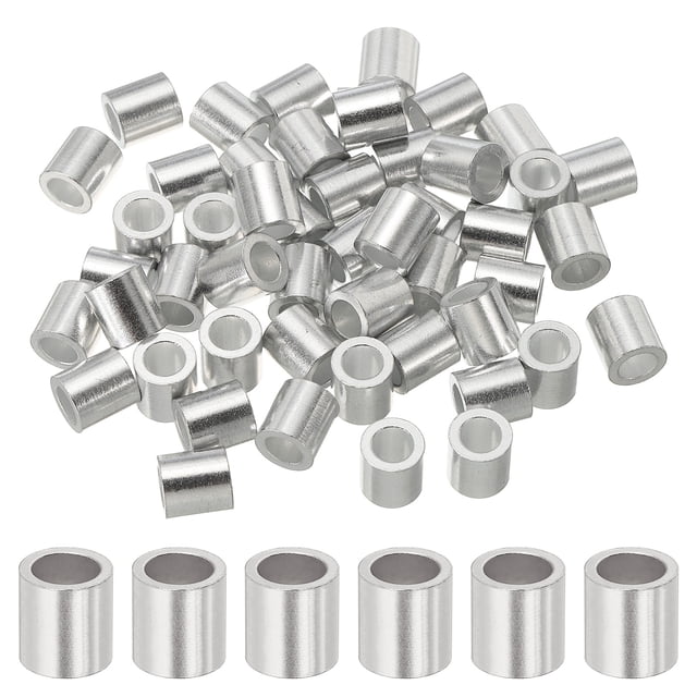 Uxcell Aluminum Crimping Loop Sleeve, Wire Rope Stop Sleeve Round Crimp Ferrules for Wire Rope and Cable 3/16"(5mm)