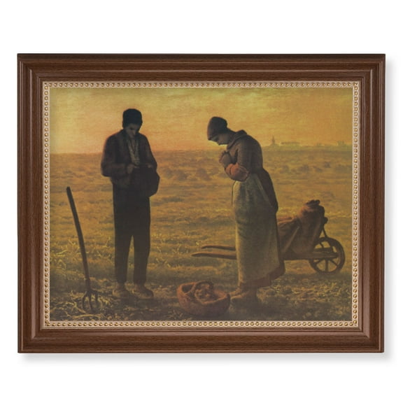 The Angelus Picture Framed Wall Art Decor Extra Large, Classic Dark Walnut Finished Frame with Gold Beaded Lip