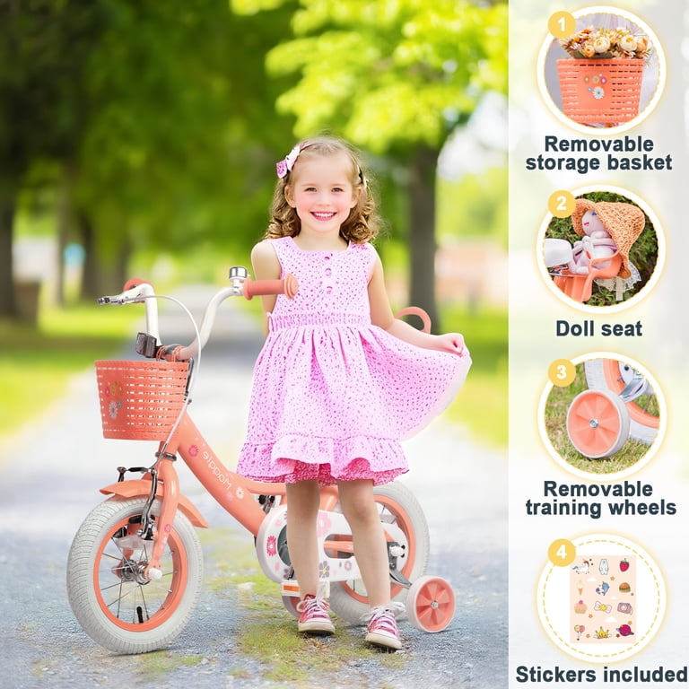 Glerc Maggie 14 inch Kids Girls Bike with Doll-Seat and Basket